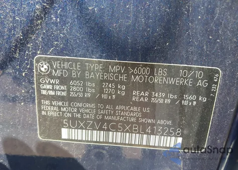 2011 BMW X5 xDrive35I/xDrive35I Premium/xDrive35I Sport Activity z USA, uszkodzony, nr VIN 5UXZV4C5XBL413258